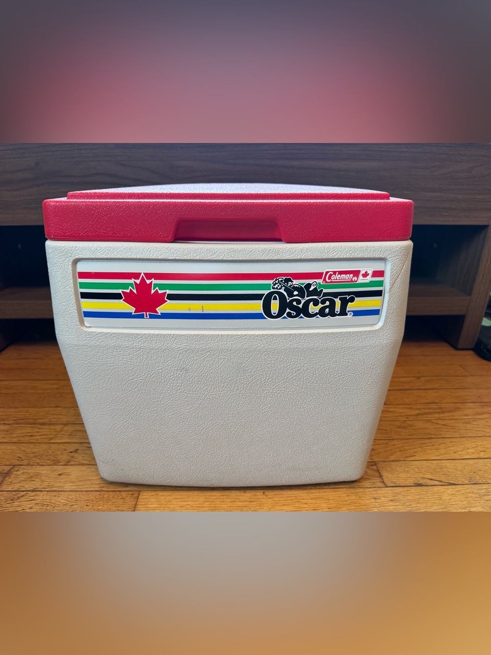 Coleman Cooler with Red Lid and White Body